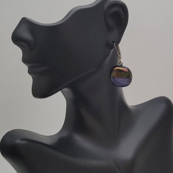 Handcrafted Dichroic Glass Pendant & Earring Set Dangle‎ Drop Artisan Sparkle - Picture 2 of 16